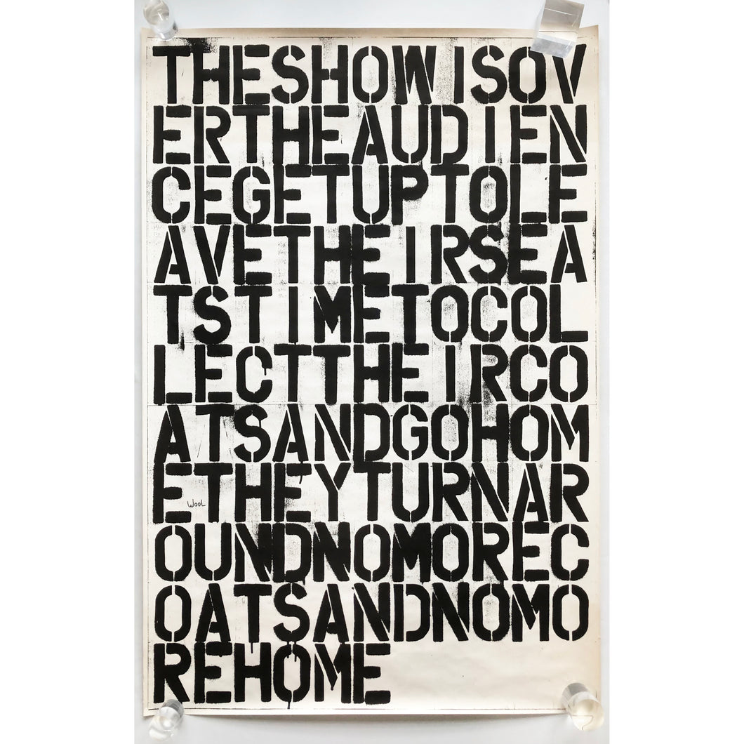 Original Offset lithograph By Felix Gonzalez-Torres & Christoper Wool, The Show is Over, 1993.