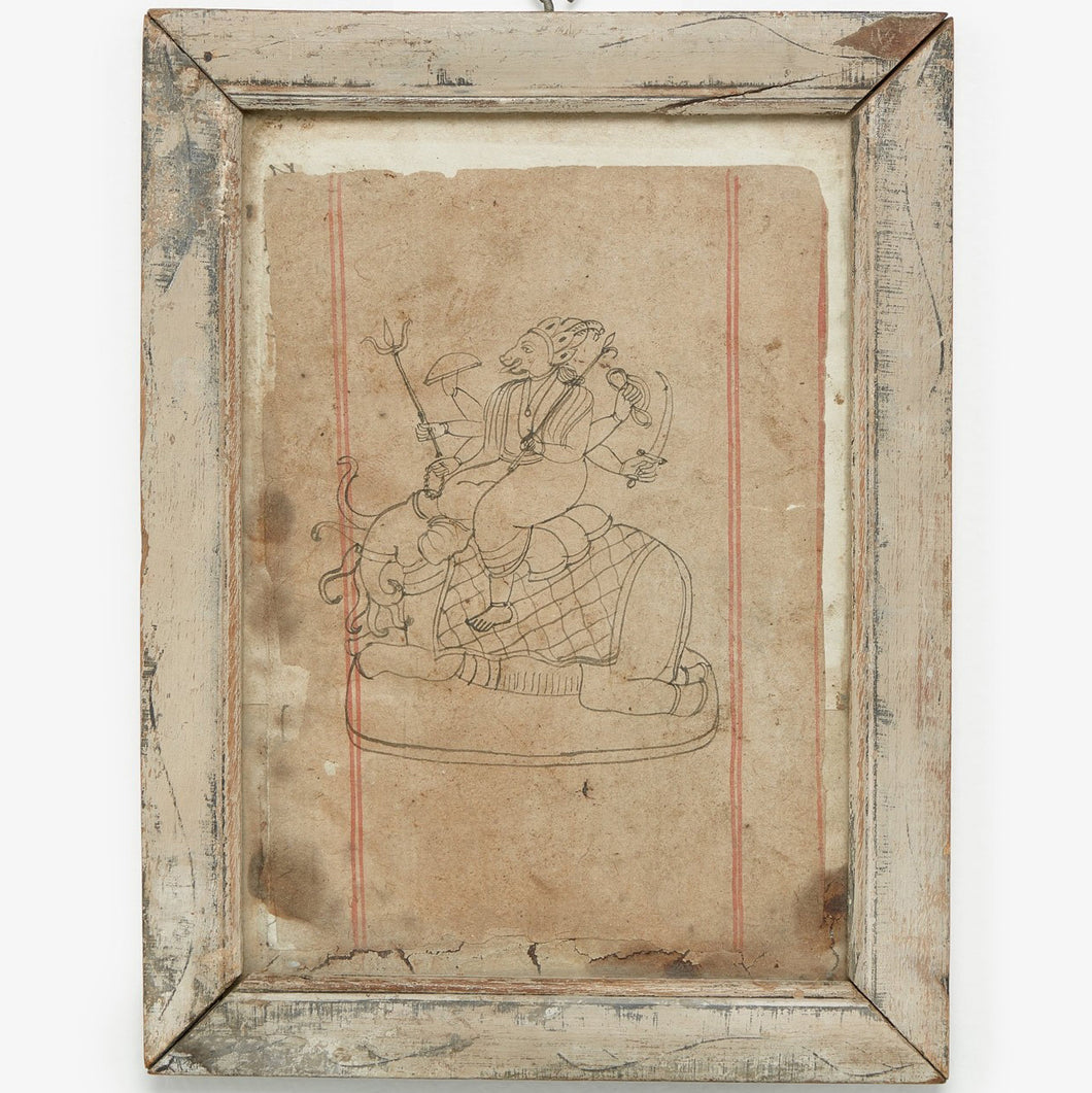 Framed Varaha & Elephant Drawing